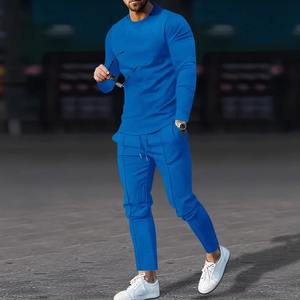 Otoño Ocio Trajes de dos piezas para hombre Nuevo diseño informal Delgado O-cuello Camiseta de manga larga Pantalones Trajes con capucha Color sólido Talla XL - Product Image 4