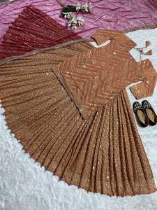 Nouveau ethnique Lehenga avec haut et Dupatta ensemble Georgette avec broderie travail couture complète fête porter des vêtements indiens pakistanais - Product Image 5