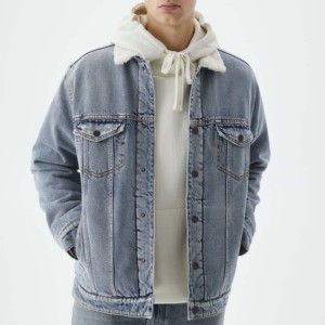 New Style Men Large Size <b>Denim</b> <b>Jacket</b> Casual Breathable Fashion Solid <b>Custom</b> Stand Collar Front Logo Windproof Hooded Vintage - Product Image 5