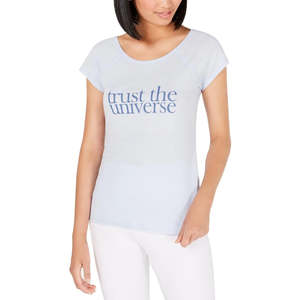 T-Shirt da Yoga Ideology per Donna, Comoda, Traspirante, Leggera, Blu, con Stampa Grafica 'Trust the Universe', Taglia Media, Abbigliamento Sportivo - Product Image 1