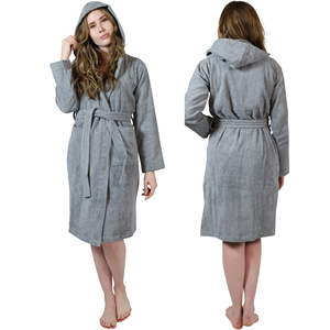 100% Cotton Terry Waffle <b>Hooded</b> Belt Type Unisex Oversized Bath Robes for Summer Hotel Wholesaler Bath Robes India for Couples - Product Image 3