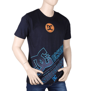 Camiseta de manga corta con cuello redondo y estampado para hombre - Azul marino - Product Image 1