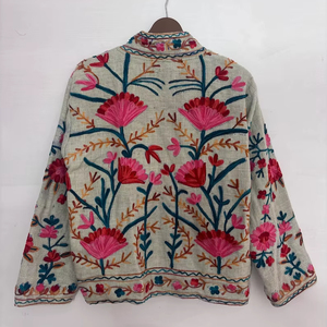 Handmade Suzani <b>Kantha</b> Embroidered Cotton <b>Jacket</b> Boho Overcoat Pattern Handmade Coat Floral Embroidered Velvet <b>Jacket</b> - Product Image 1