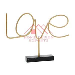 Ouro metal contemporâneo sinal de amor decoração, para mesa top sala de estar decorações moderno tabela top abstrato escultura