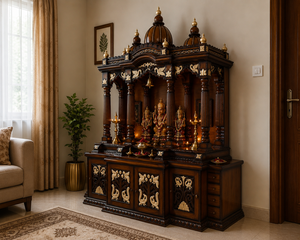 Altares Personalizados de Madera de Teca para Hogares Tradicionales, Mandir Swaminarayan Pooja a Precios de Mayoreo, Gabinete de Almacenamiento de Gran Tamaño - Product Image 4