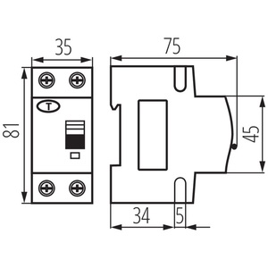 เบรกเกอร์แบบดิฟเฟอเรนเชียล Ideal Kr06 2P 32A รุ่น C32/30 6kA 230V AC - Product Image 2