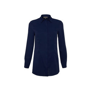 Blusa de Popelina con Cuello Alto para Mujer, Corte Entallado, Estampado, para Oficina, Cuatro Estaciones - Product Image 1