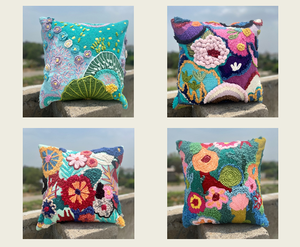 Luxury Decorative Sustainable Azo Free 45x45 Cm Beautifully Embroidered Cotton <b>Cushion</b> Covers at Best Wholesale Prices - Product Image 6