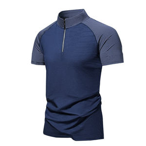 Novedad 2025: Camiseta de golf para hombre 100% algodón con cremallera de un cuarto, paneles de lona sublimada, logo bordado y estampado liso. - Product Image 4