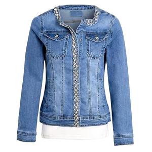 Chaqueta vaquera corta de alta calidad al por mayor, pantalones vaqueros para mujer, ropa de calle, pantalones vaqueros cortos con cuentas cortas, chaqueta vaquera corta para mujer - Product Image 5