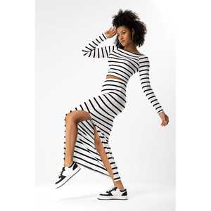 Haut à manches longues pour femmes à rayures noires, décontracté, en satin de soie tissé, logo brodé, vêtements d'extérieur d'automne, tailles XS-XL, respirant - Product Image 5