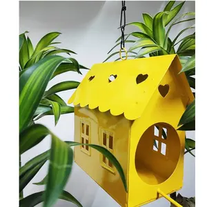 酒店花园装饰工厂供应黄色涂层金属笼子宠物载体房子各种类型的鸟笼