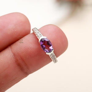 Natural <b>Amethyst</b> Gemstone 925 Solid Sterling Silver <b>Ring</b> Oval Shaped <b>Amethyst</b> <b>Ring</b> June Birthstone Sterling Silver <b>Ring</b> - Product Image 2