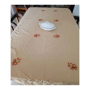 Customized Beige Floral Embroidered Rectangular Tablecloth 4ft 6ft 8ft OEM ODM <b>Low</b> MOQ Wholesale Direct Factory - Product Image 3
