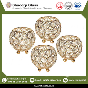 Attractive Design Fancy Wedding Favors Glass Crystal Decoration <b>Small</b> <b>Candle</b> Holder Glass Bowl - Product Image 2
