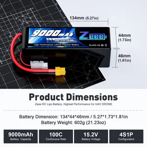 Zeee FPV Drone แบตเตอรี่ 22.8V 6000/6500/7000/7500/8000/9000mAh 6S 100C LiHV แบตเตอรี่สําหรับ 7-8 นิ้ว 400-450 มม.X8 10 นิ้ว Xclass FPV