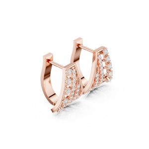 Pendientes de Aro Bali con Corona de Plata de Ley 925 Chapada en Oro Rosa de 18K y Circonita Brillante, Joyería de Lujo para Mujer - Product Image 4