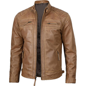 skin jacket for men Oem Customized logo Design Leather Jacket Lapel Autumn Factory Store Polyester Leather Jacket - Product Image 4