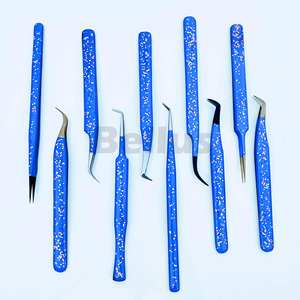 Pinzas de extensión de pestañas de agarre profesional Punta chapada en oro con herramienta de pestañas Pro de fibra nano sostenible con marca personalizada - Product Image 6