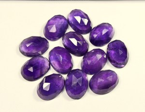 Venta al por mayor de piedras preciosas de cuarzo amatista natural, cabujones de corte de Rosa facetados de alta calidad, tamaños sueltos ovalados, 3x5mm, 15x20mm, planos - Product Image 5