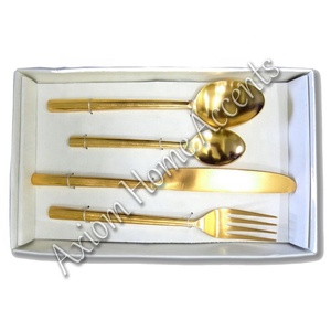 Couverts contemporains plaqués cuivre Cuillères et fourchettes au design élégant de qualité supérieure par Axiom Home Accents - Product Image 3