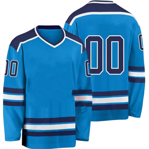 ชุดยูนิฟอร์มฮอกกี้น้ำแข็งสีขาวคุณภาพสูงแบบ OEM พร้อมโลโก้สั่งทำพิเศษ ระบายอากาศได้ดี ป้องกันแบคทีเรีย แห้งเร็ว แบบซับลิเมชั่น - Product Image 4