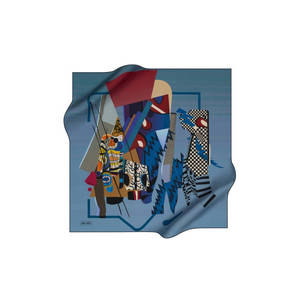 Foulard et bandeau carrés en polyester bleu à motif géométrique - Product Image 1