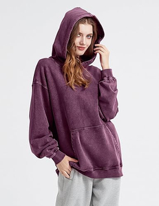 เสื้อฮู้ดดี้สตรีทแวร์ปักลายหรูหราแบบกำหนดเองสำหรับฤดูหนาว ผ้าฟลีซแบบวินเทจทรงโอเวอร์ไซส์ ล้างสีแบบแอซิดวอช ทำสีซีดแบบซันเฟด แต่งดีเทลขาดๆ - Product Image 5