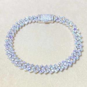 Collier en argent sterling avec lien cubain en moissanite certifiée IGI haut de gamme, diamants VVS, finition or blanc 14 carats, cadeau de mariage de luxe - Product Image 5