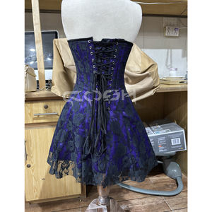 Robe Corset en Satin Violet pour Femme avec Superposition de Dentelle Noire, Mini-Robe Gothique pour Soirée, Fournisseur - Product Image 6