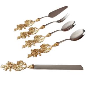 Ensemble de couverts en acier inoxydable fini de haute qualité de 5 cuillères couteau fourchette lave-vaisselle couverts pour usage domestique plaqué argent - Product Image 1