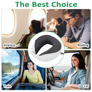 Oreiller de voyage en mousse à mémoire de forme, 360 fonction de soutien ergonomique pour voyage avec oreiller, masque, bouchons d'oreilles, sac de rangement sans latex - Product Image 4