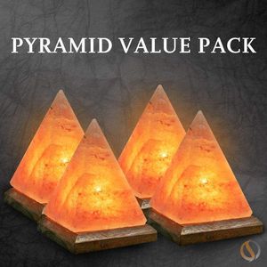 Lámpara de sal rosa del Himalaya de pirámide única, cristal natural hecho a mano con base de madera decorativa para un ambiente relajante - Product Image 5
