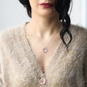 Collier à breloques en forme de croissant de lune et d'étoile fait à la main en argent Sterling 925 fabriqué à la main - Product Image 2