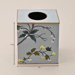Caja de Pañuelos Metálica Ecológica y Elegante, Pintada a Mano, Decorativa para Interiores, Sala de Estar, Dormitorio, Mesa, Adorno para el Hogar, Estilo Artesanal - Product Image 5