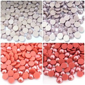 Perles demi-rondes en céramique à dos plat de haute qualité pour boucles d'oreilles en perles, accessoire en strass de qualité supérieure - Product Image 2