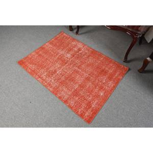 Alfombra de lana turca Vintage moderna de 28x38 pies, diseño de retazos naranja en negrita, técnica de tejido plano para decoraciones de sala de estar, látex - Product Image 4