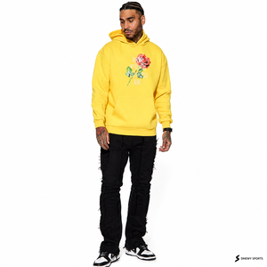 Sweat-shirt à capuche en molleton jaune pour homme, respirant, avec poche, imprimé, coupe ample, décontracté, pour l'hiver - Product Image 5