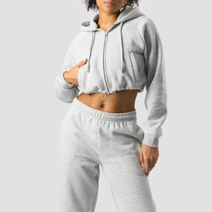 Conjunto de Sudadera Corta Informal Personalizada, Conjunto Deportivo para Mujer con Lavado Desteñido, Sudadera con Capucha y Pantalones Deportivos Holgados con Lavado Ácido - Product Image 5