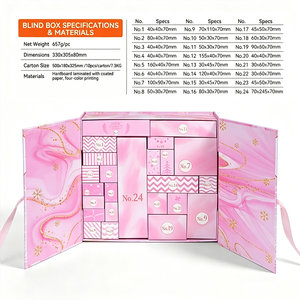 Caja de Calendario de Adviento Plegable al por Mayor, Rosa Mármol con Lámina Dorada, Doble Puerta, 24 Compartimentos, Caja de Regalo para Cuenta Regresiva de Navidad - Product Image 5