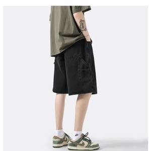 Pantalones cortos de mezclilla con bolsillo para hombre de la mejor calidad, recién llegados, estilo Vintage de verano, lavado ligero con bordado y decoración de botones - Product Image 2