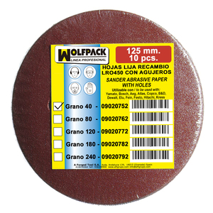 Dischi Abrasivi di Ricambio con Velcro 125 mm con Fori Grana 40 (Confezione da 10 Pezzi) - Product Image 2