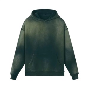 Sweat à capuche d'hiver personnalisé, respirant, effet usé et délavé au soleil, en polyester/coton épais, tissu French Terry délavé à l'acide - Product Image 2