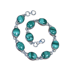 925 argent massif classique Bracelet bijoux pour femmes 925 argent Sterling Malachite pierre précieuse Style Boho Bracelet fait main cadeau - Product Image 1