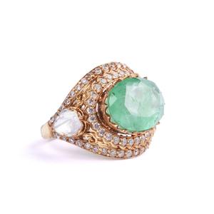 แหวนเงินแท้ 925 รูปทรงวงรี รุ่น “เสียงกระซิบแห่งป่า” ประดับพลอยสีเขียว เพชร และทองคำ ผลงานชิ้นเอกสำหรับผู้หญิง - Product Image 2