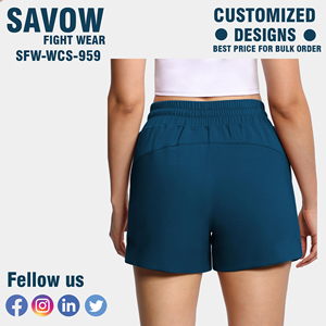 Short décontracté style sport pour femmes avec panneaux latéraux en maille Poches élastiques à la taille en tissu à séchage rapide pour la salle de sport en plein air Mode de vie - Product Image 2