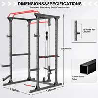 Cage de musculation multifonctionnelle compacte avec rack de squat et demi-rack, équipement gain de place robuste et triangulaire