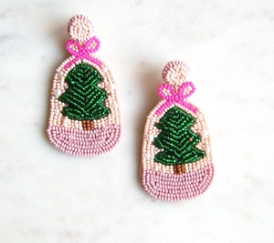 Boucles d'oreilles créoles en coton faites à la main de style bouddhiste, légères, ovales, avec de gros perles, pour Pâques, Noël, fête - Product Image 5