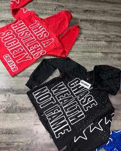 Sweats à capuche courts personnalisés en éponge française Sweat à capuche avec fermeture éclair et strass délavés à l'acide - Product Image 1