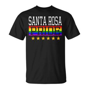 T-shirt Santa Rosa Pride Rainbow Flag per adulti, unisex, nera, manica corta, girocollo - Product Image 1